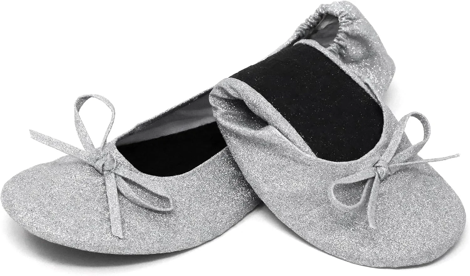 Silky Toes Women's Glitter Foldable Ballet Flat Roll Up Slipper Shoes