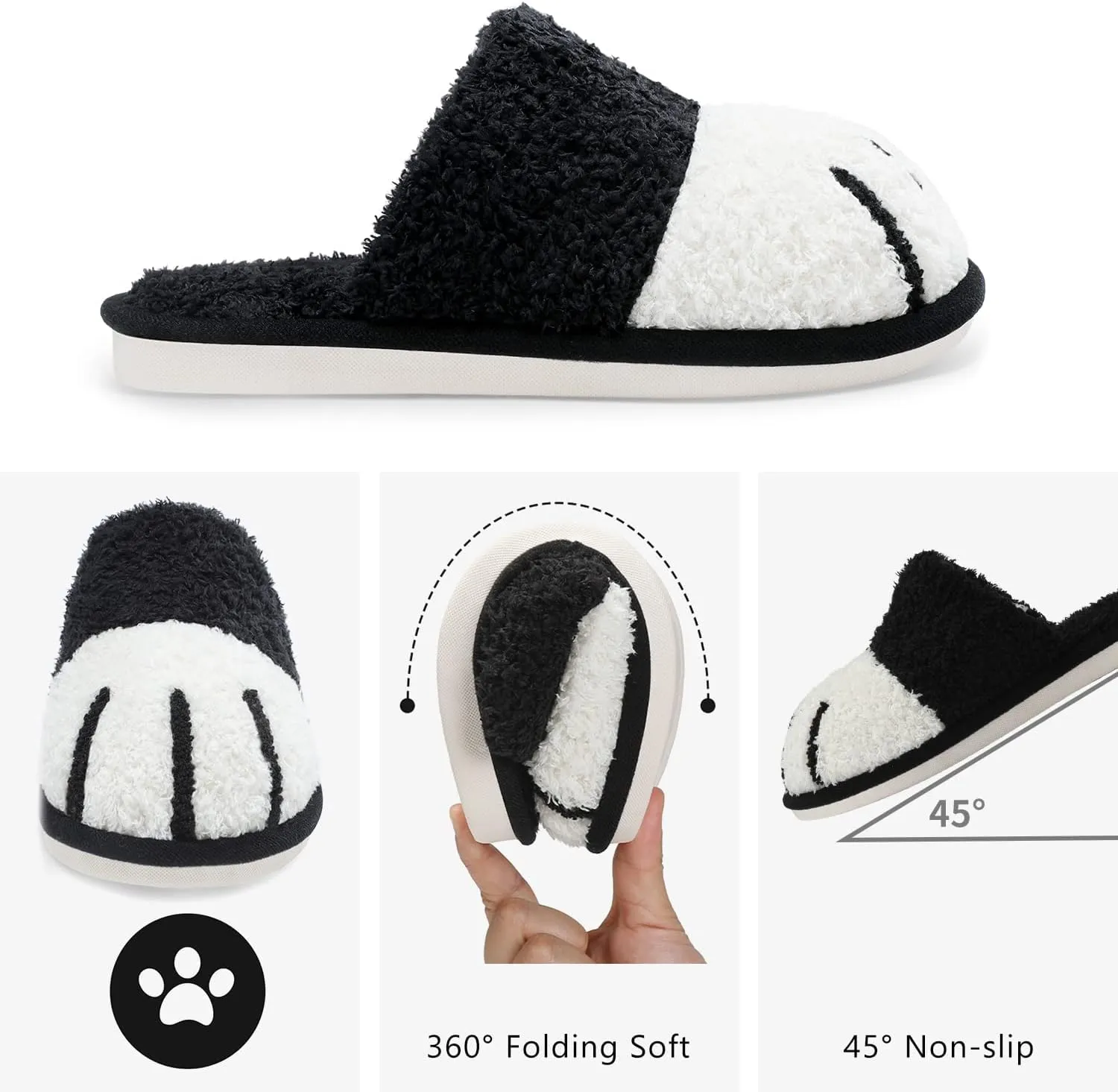 SINNO Cute Animal Slippers for Women Indoor Outdoor Memory Foam House Slipper Soft Warm Cozy Fuzzy Bedroom Non-Slip Shoes Christmas Gift ladies