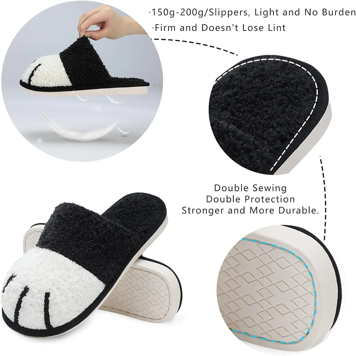 SINNO Cute Animal Slippers for Women Indoor Outdoor Memory Foam House Slipper Soft Warm Cozy Fuzzy Bedroom Non-Slip Shoes Christmas Gift ladies