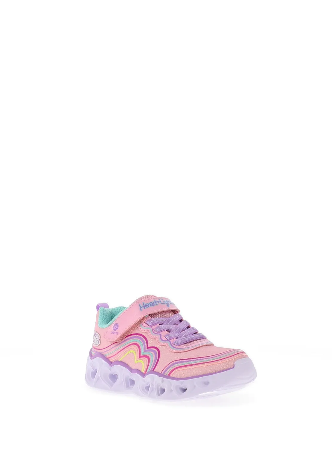 Skechers Girls Heart Lights Retro Hearts Trainer, Pink