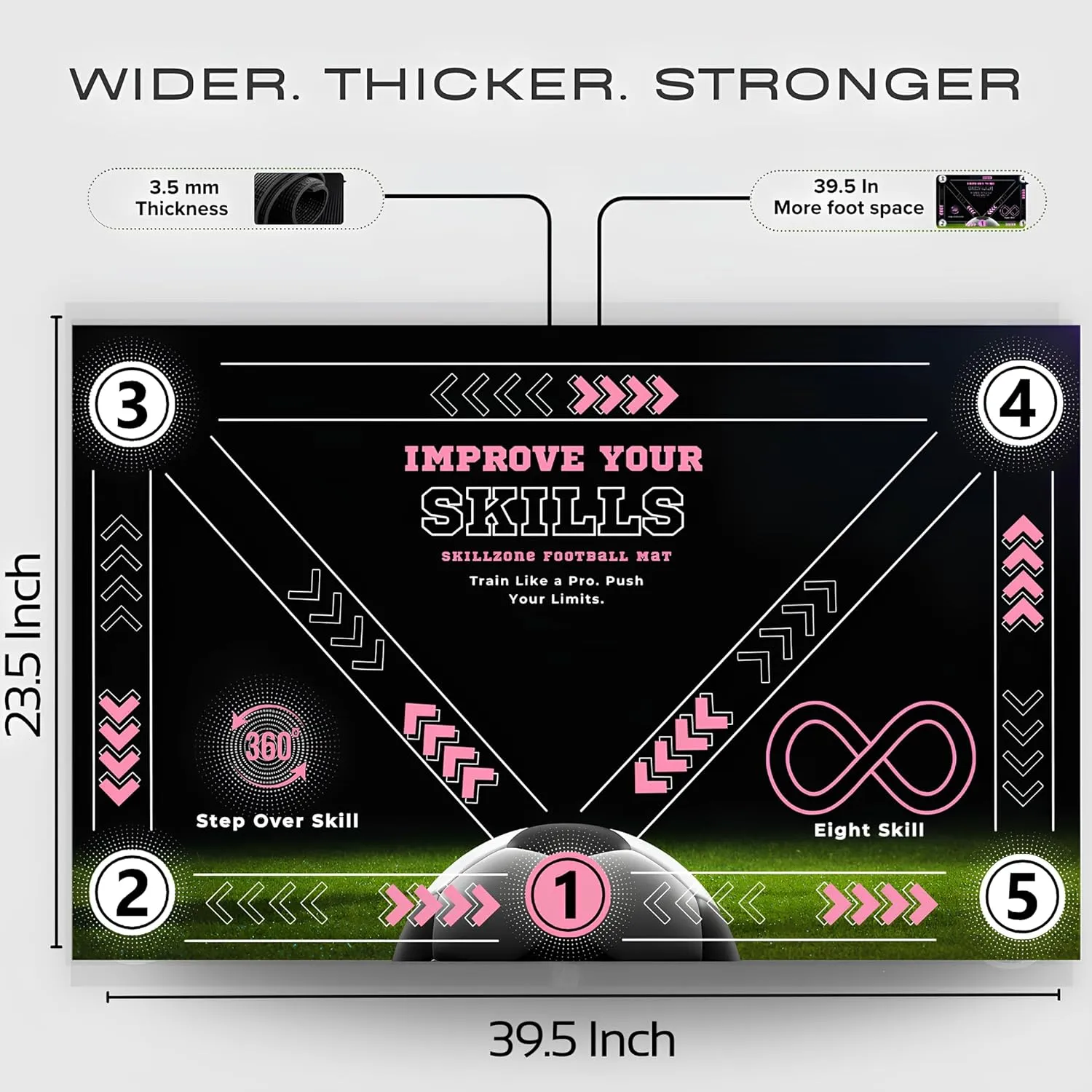 SkillZone Soccer Training Mat - Complete Set with Video Hub | Includes Grip Socks & Carry Bag | Non-Slip, Ultra-Thick & Wide for Agility, Ball Control & Mastery | Indoor & Outdoor Soccer Trainer for All Ages