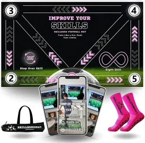 SkillZone Soccer Training Mat - Complete Set with Video Hub | Includes Grip Socks & Carry Bag | Non-Slip, Ultra-Thick & Wide for Agility, Ball Control & Mastery | Indoor & Outdoor Soccer Trainer for All Ages