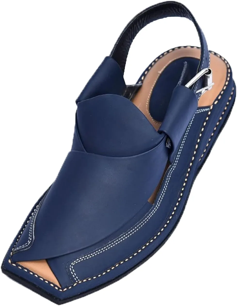 SKY-SELLER Mens Footwear Handmade Sandals Double Sole Cowhide Leather Shoes - Aesthetic Outdoor Chappal for Men Boot