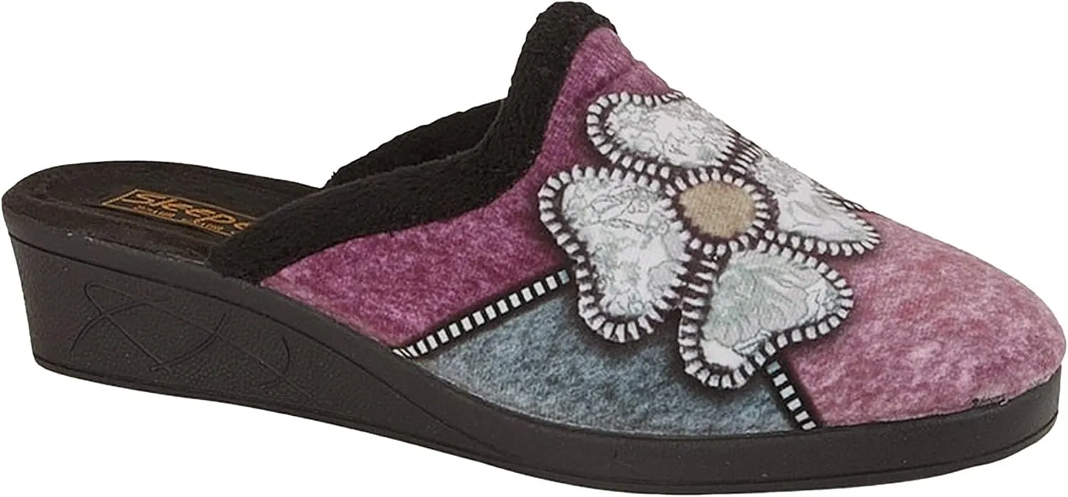 Sleepers Womens/Ladies Kimberly Flower Trim Mule Slippers