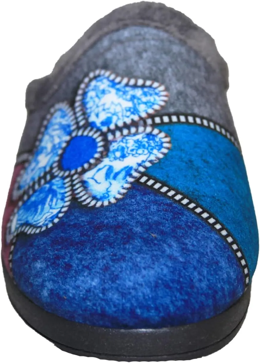 Sleepers Womens/Ladies Kimberly Flower Trim Mule Slippers