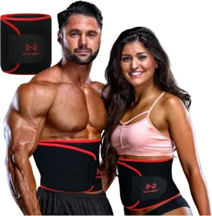 Slim Heat® Waist Trimmer - Premium Sweat Enhancing Fitness Belt for Women & Men - Workout Sweat-Enhancing Slimming Wrap Waist Trainer for Stomach - Adjustable Fit Black