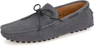 Slip-on Loafer for Men Flats Bow-Tie Suede Leather Dress Driving Moccasins Casual Boat Shoes