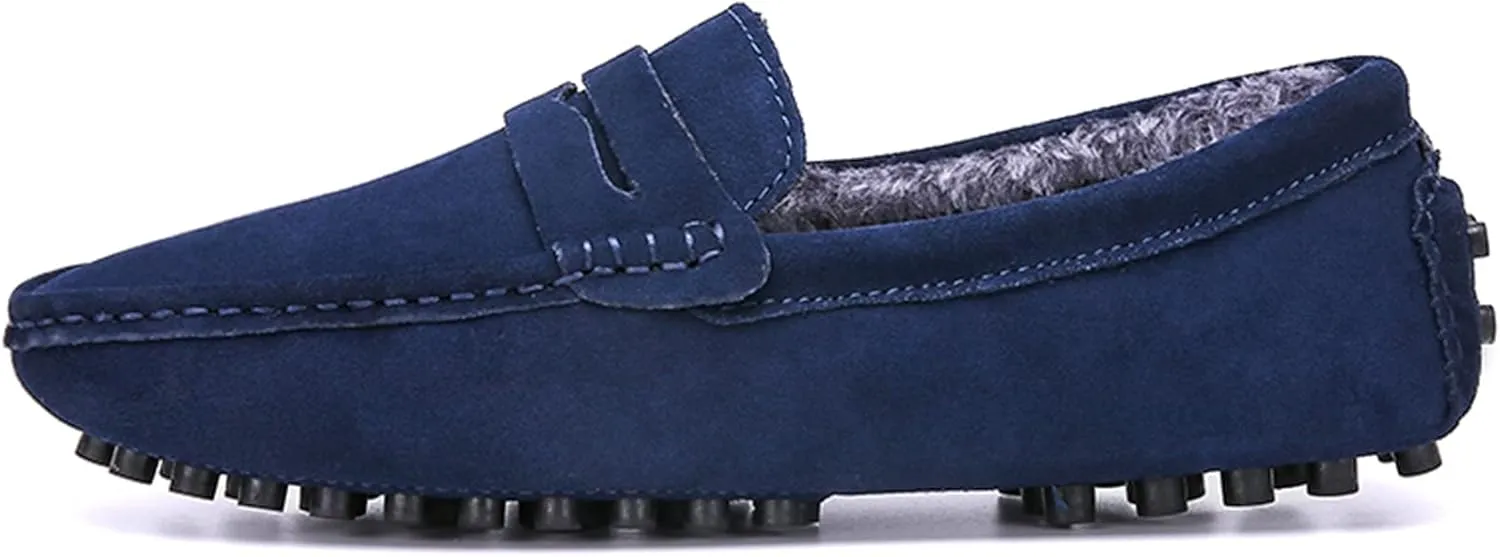 Slip-on Loafer for Men Flats Bow-Tie Suede Leather Dress Driving Moccasins Casual Boat Shoes