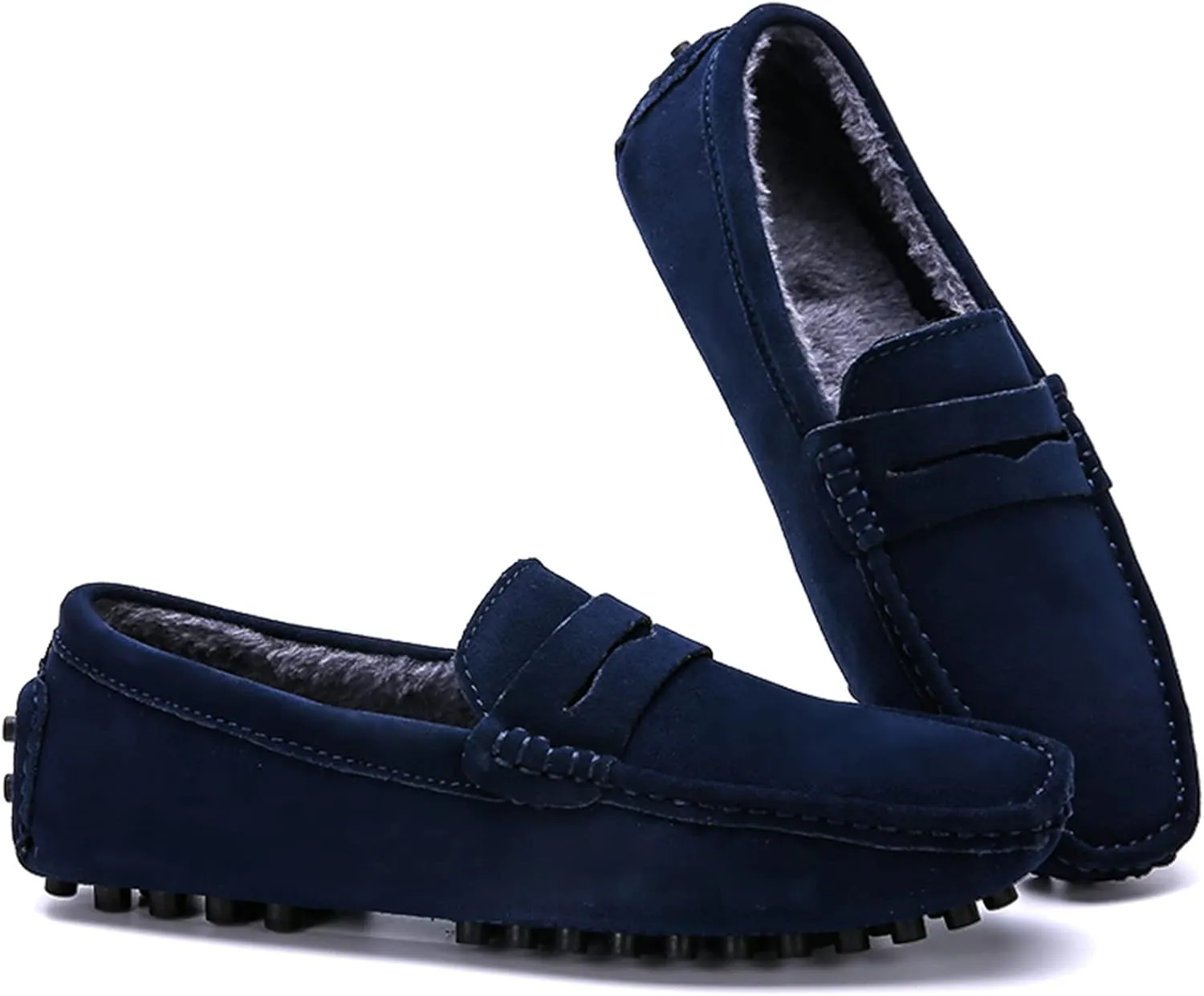 Slip-on Loafer for Men Flats Bow-Tie Suede Leather Dress Driving Moccasins Casual Boat Shoes