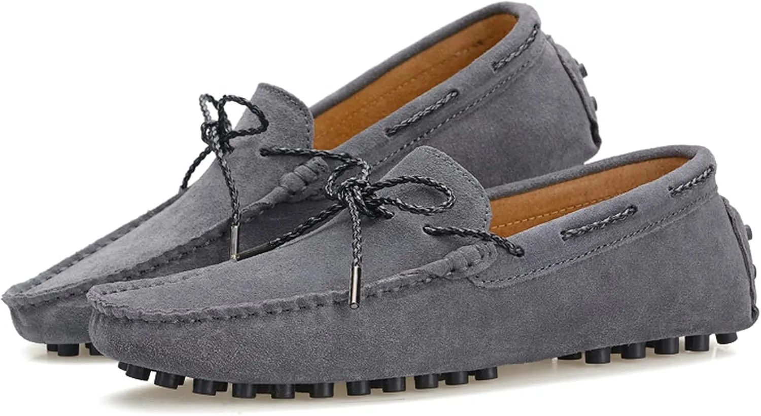 Slip-on Loafer for Men Flats Bow-Tie Suede Leather Dress Driving Moccasins Casual Boat Shoes