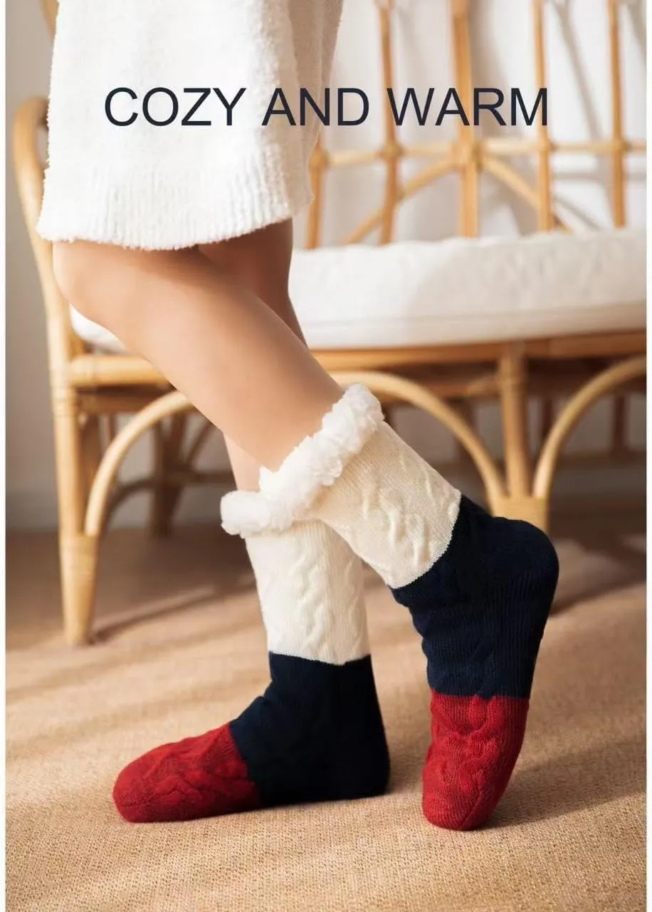 Slipper Socks for Women with Gripper - Cozy Soft Thick Fuzzy Non Slip Indoor Home Grips Socks - Winter Non Slip Thick Fuzzy Socks