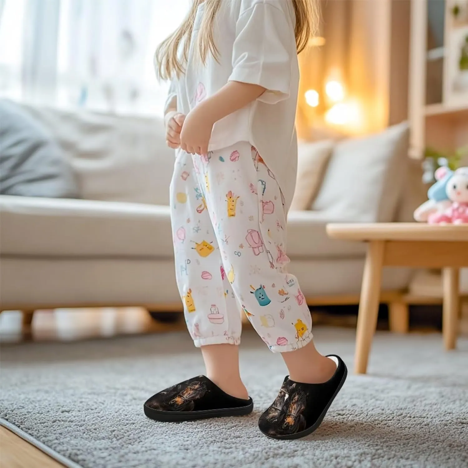 Slippers for Kids Warm Plush Slippers Non Slip House Slippers Winter Cozy Bedroom Slippers