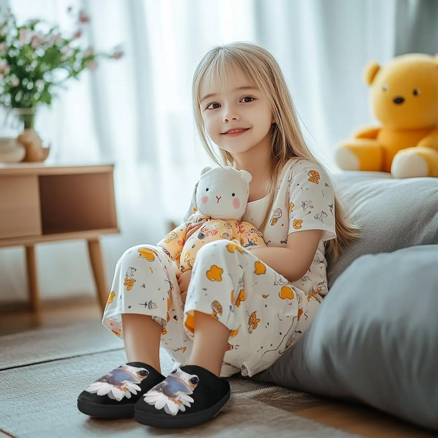Slippers for Kids Warm Plush Slippers Non Slip House Slippers Winter Cozy Bedroom Slippers