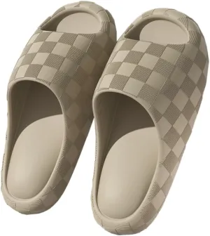 Slippers for Women Cute Anti-Slip EVA Beach Pool Shower Slippers Shoes Checkered Indoor Sandal Slides Cloud Sandals 2025