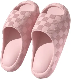 Slippers for Women Cute Anti-Slip EVA Beach Pool Shower Slippers Shoes Checkered Indoor Sandal Slides Cloud Sandals 2025
