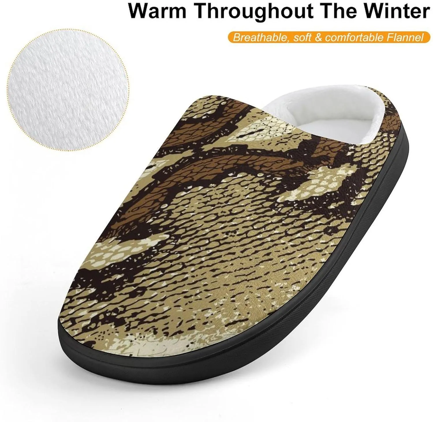 Snake Skin Stripe Pattern Cute Slippers For Girls Boys Anti Slip House Slipper Warm Shoes For Indoor Outdoor