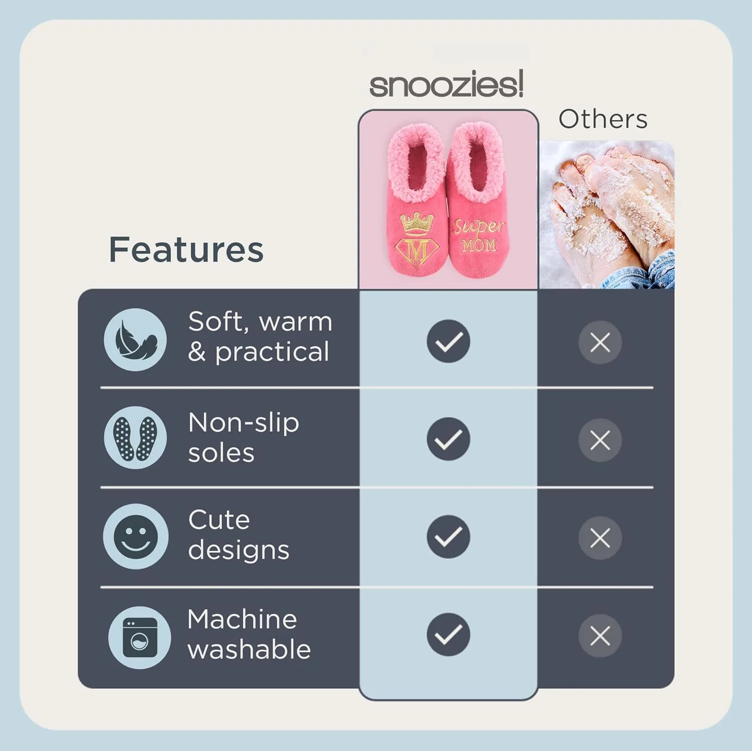 Snoozies Pairable Slipper Socks - Funny House Slippers for Women, Non-Slip Fuzzy Slipper Socks