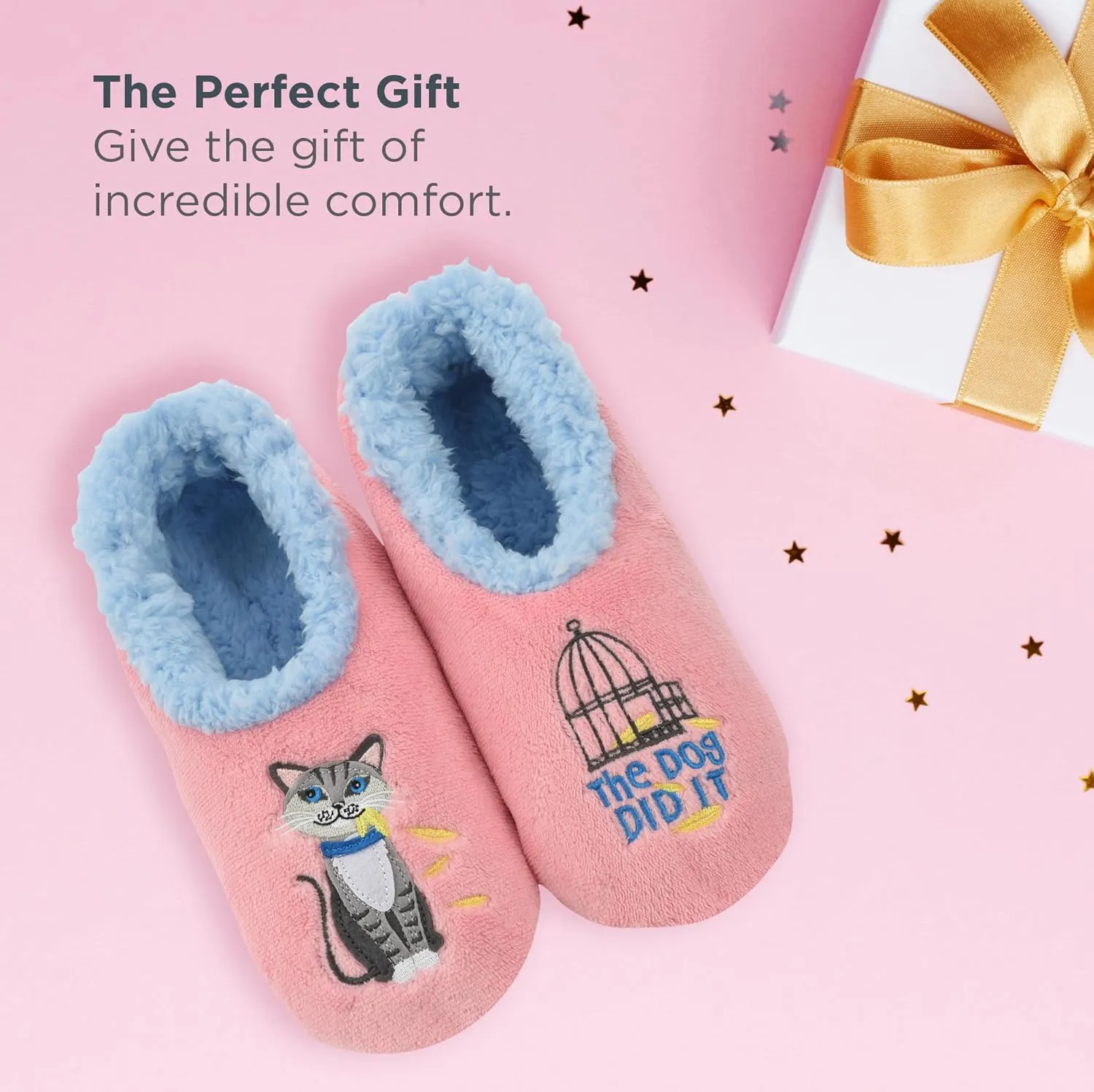 Snoozies Pairable Slipper Socks - Funny House Slippers for Women, Non-Slip Fuzzy Slipper Socks