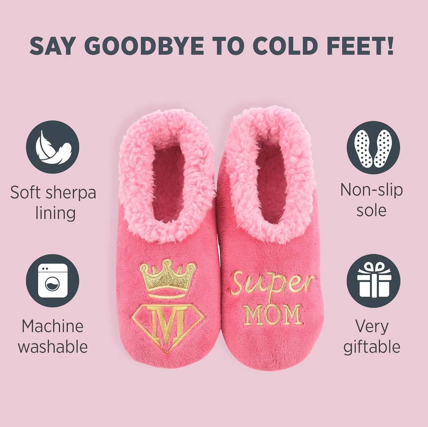Snoozies Pairable Slipper Socks - Funny House Slippers for Women, Non-Slip Fuzzy Slipper Socks