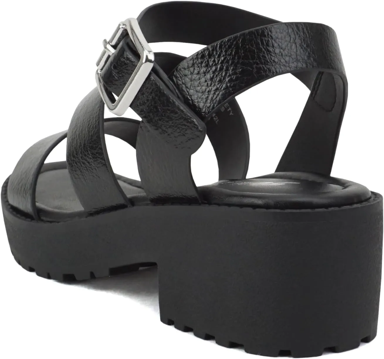 Soda ACCOUNT-2 ~ Little Kids/Children/Girls Open Toe Two Bands Lug sole Fashion Block Heel Sandals with Adjustable Ankle Strap
