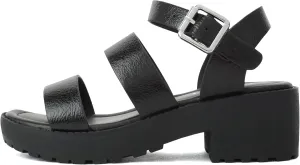 Soda ACCOUNT-2 ~ Little Kids/Children/Girls Open Toe Two Bands Lug sole Fashion Block Heel Sandals with Adjustable Ankle Strap