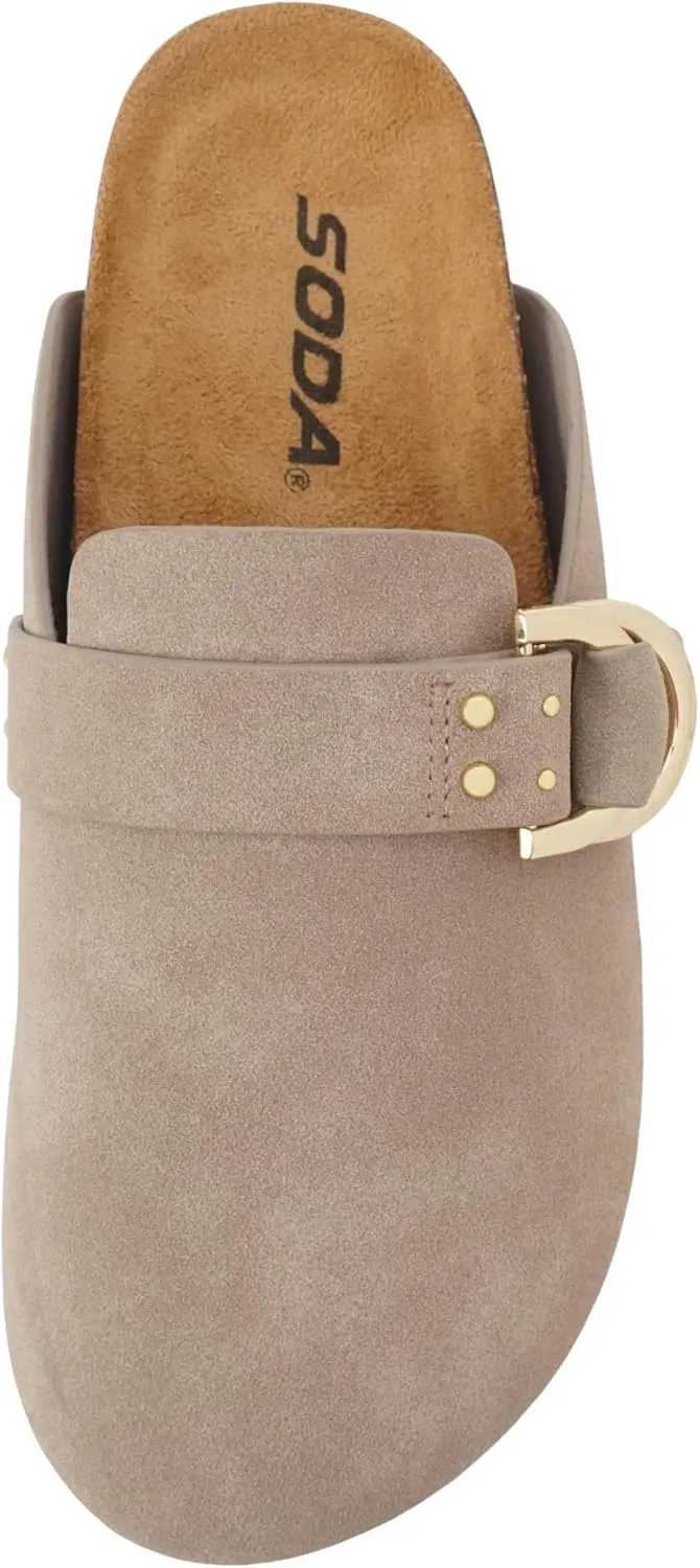 Soda Trisha ~ Women Buckle Strap Slip-On Flatform Mule