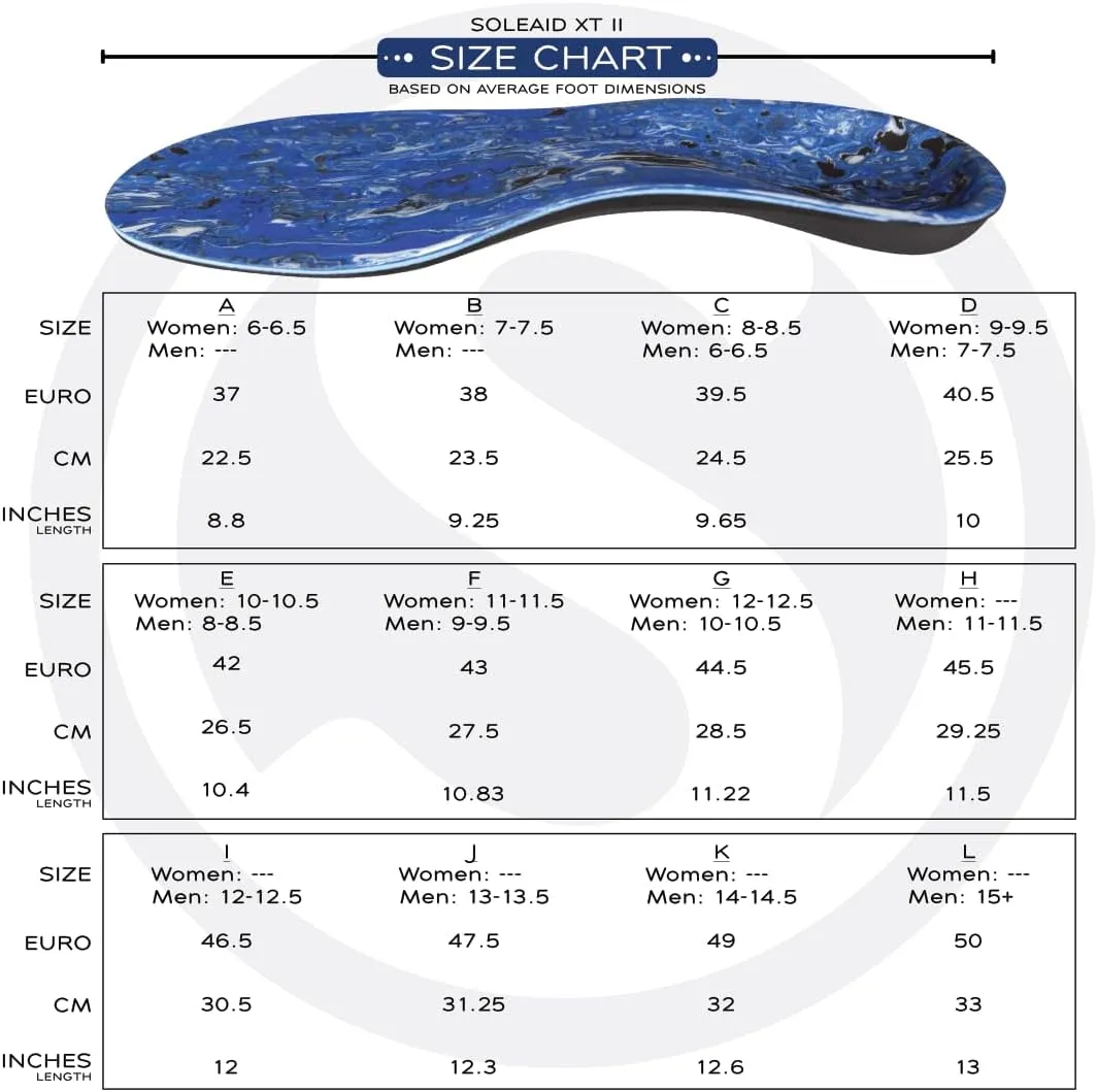 SoleAid XTII Insoles - 3-Layer Performance Insole with Semi-rigid Arch Support - Light Weight, Shock Absorbing, Anti-Fatigue, Functional Foot Supports for Plantar Fasciitis (Men's 12-12.5 / Women's -)