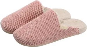 Solid Corduroy Striped Cotton Slippers Soft Fluffy Warm Cozy Home Non-Slip Couple Style Casual Memory Foam Fuzzy Slides Indoor Outdoor Anti-Skid (Size:40-41,Color:pink)