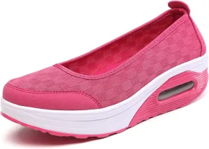 SOLPNOW Women's Breathable Shock Absorbing Wedge Slip On Sneakers,Summer Arch Support Anti-Slip Comfortable Diabetic Shoes