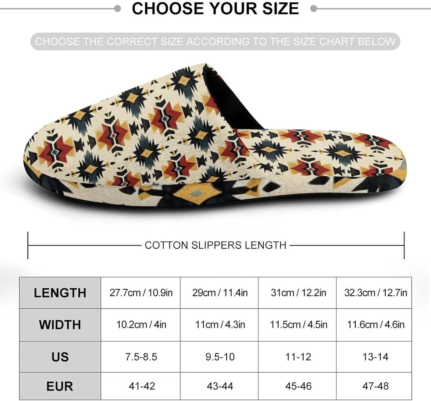 Southwest Native Ethnic Pattern Men's Slipper Non Slip Comfortable Winter Warm Home House Shoes Indoor Slippers
