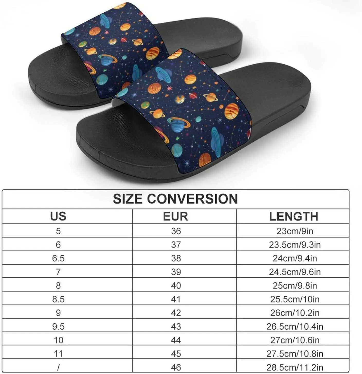 Space Colourful Planets Slippers for Women Men Anti-Slip Shower Slides Open Toe Slippers for Home Outdoor Beach