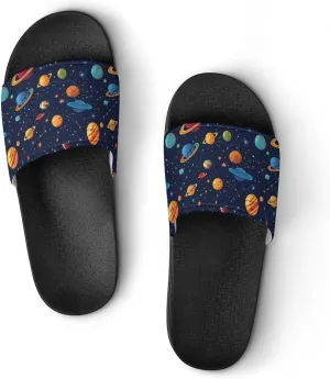 Space Colourful Planets Slippers for Women Men Anti-Slip Shower Slides Open Toe Slippers for Home Outdoor Beach