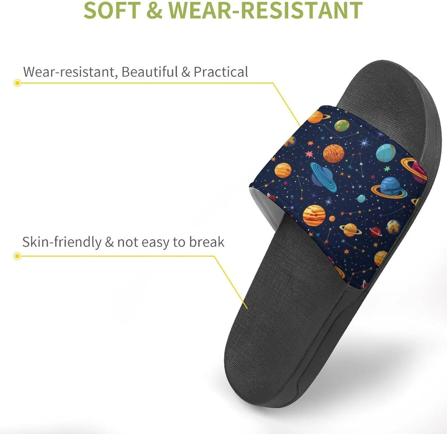 Space Colourful Planets Slippers for Women Men Anti-Slip Shower Slides Open Toe Slippers for Home Outdoor Beach