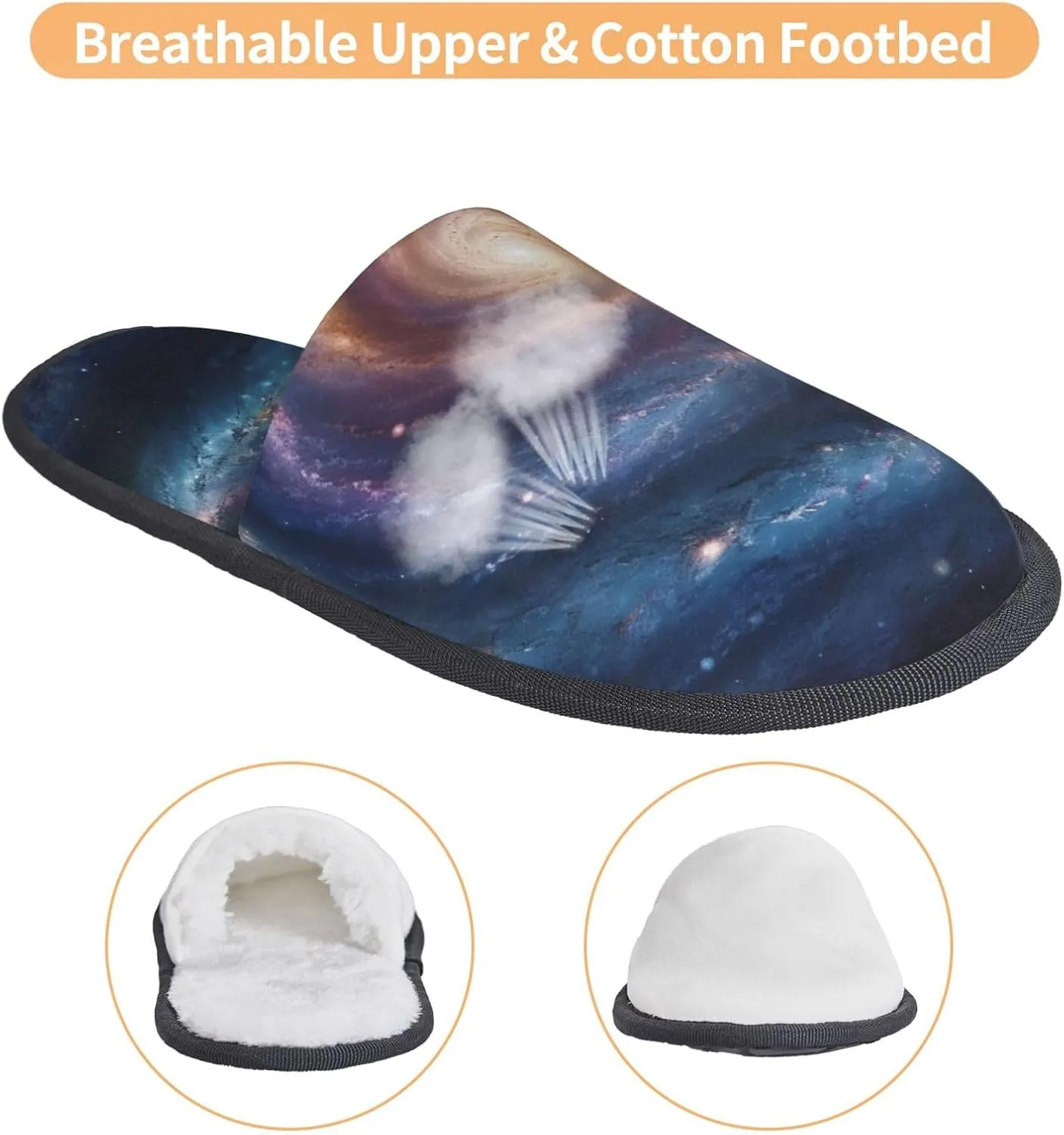 Space Spiral Cosmic Energy Furry House Slippers for Women Men Soft Fuzzy Slippers Indoor Casual Plush House Shoes