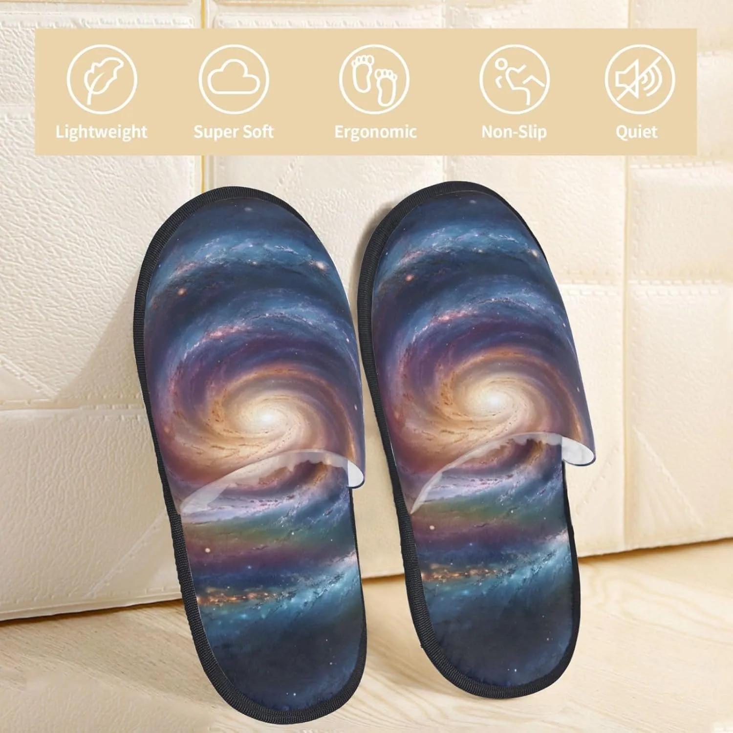 Space Spiral Cosmic Energy Furry House Slippers for Women Men Soft Fuzzy Slippers Indoor Casual Plush House Shoes
