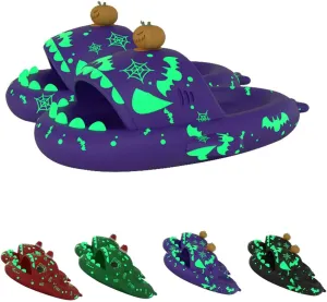 Spooky Shark Slides Glow In The Dark For Men Women, Halloween Christmas Shark Slippers, 3D Cartoon Cloudy Shark Slippers