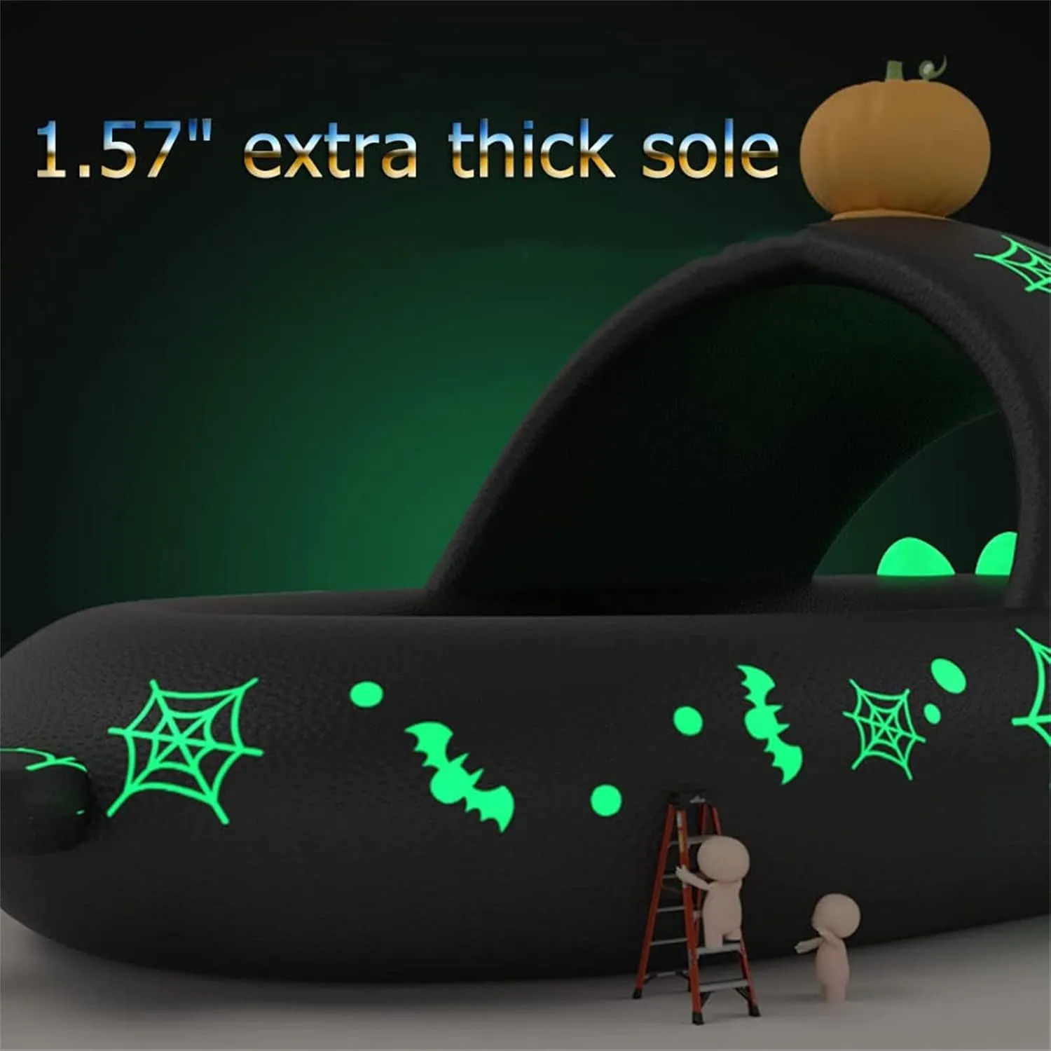Spooky Shark Slides Glow In The Dark For Men Women, Halloween Christmas Shark Slippers, 3D Cartoon Cloudy Shark Slippers