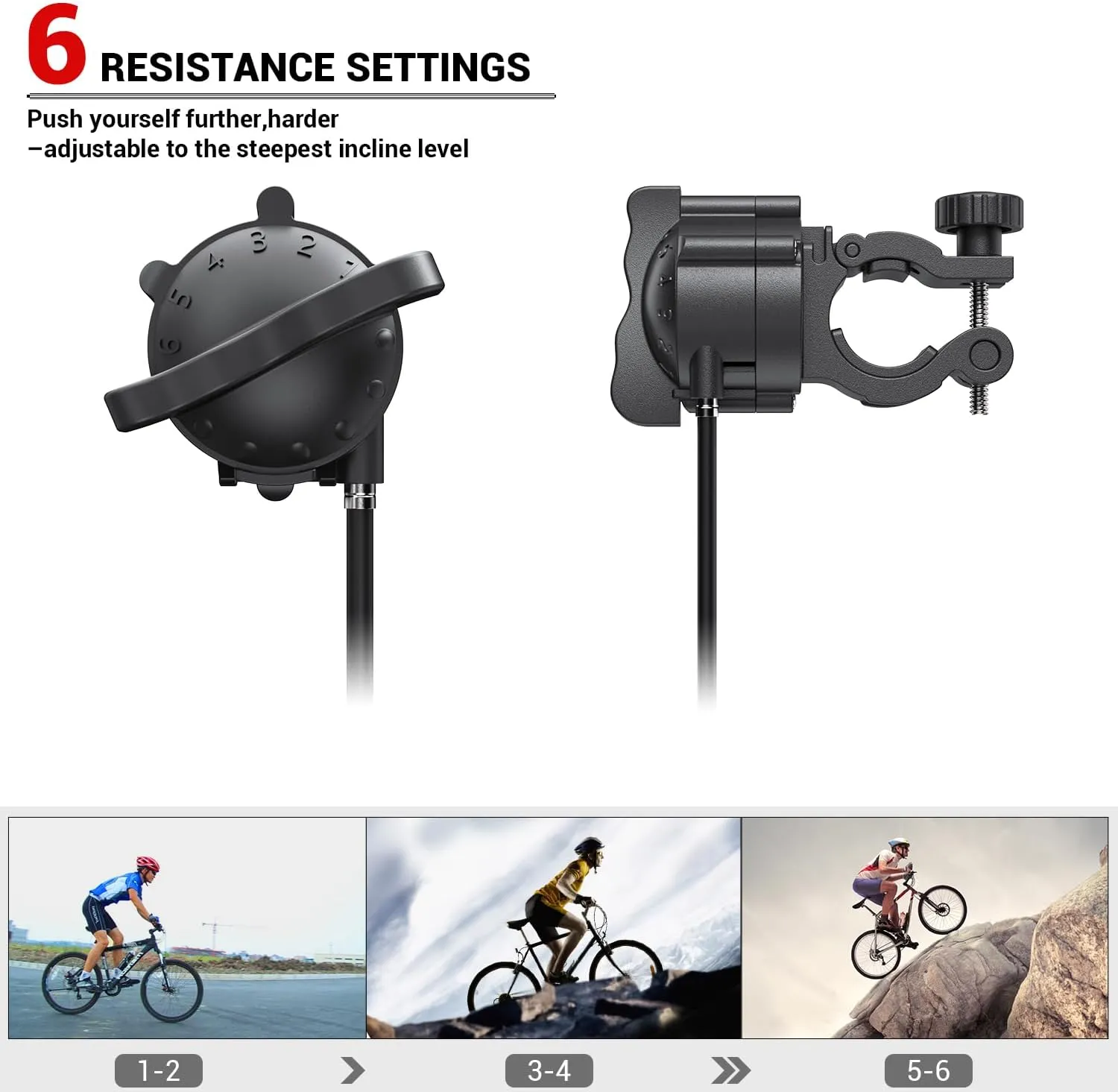 Sportneer Bike Trainer - Magnetic Stationary Bike Stand for 26-28" & 700C Wheels - Adjustable 6 Level Resistance Bike Trainer Stand for Indoor Riding with Quick Release Lever & Front Wheel Riser Block