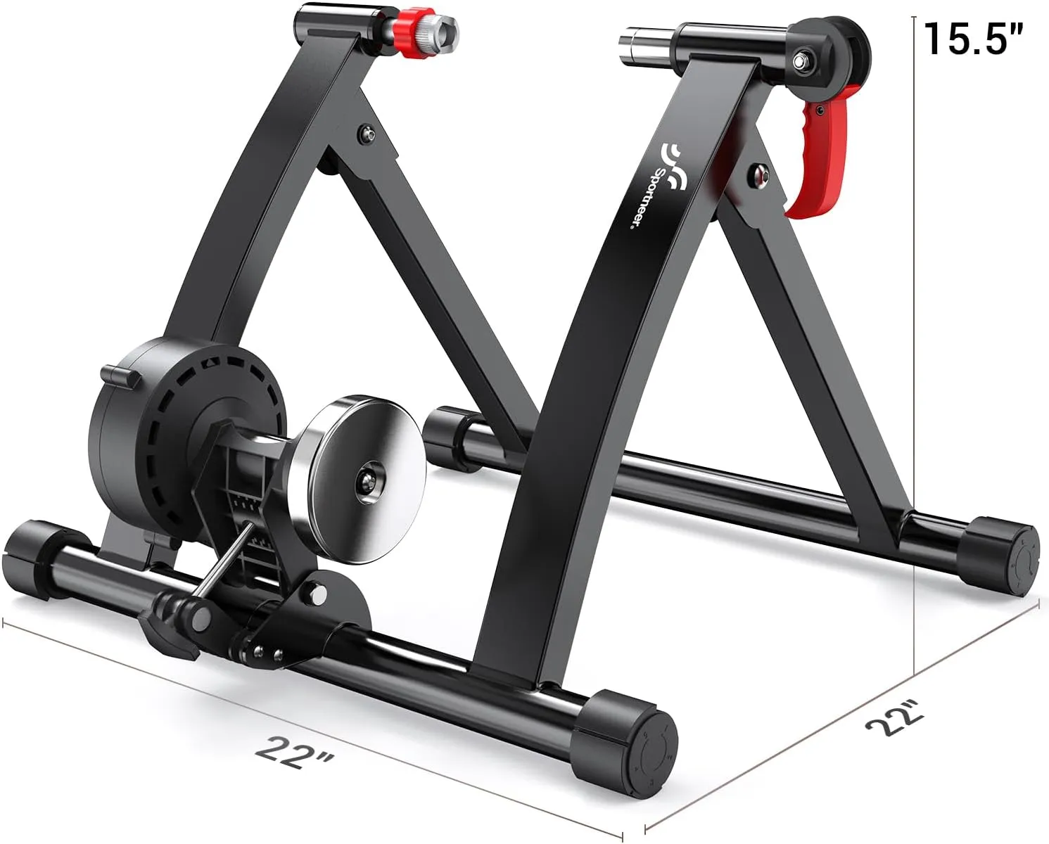 Sportneer Bike Trainer - Magnetic Stationary Bike Stand for 26-28" & 700C Wheels - Adjustable 6 Level Resistance Bike Trainer Stand for Indoor Riding with Quick Release Lever & Front Wheel Riser Block