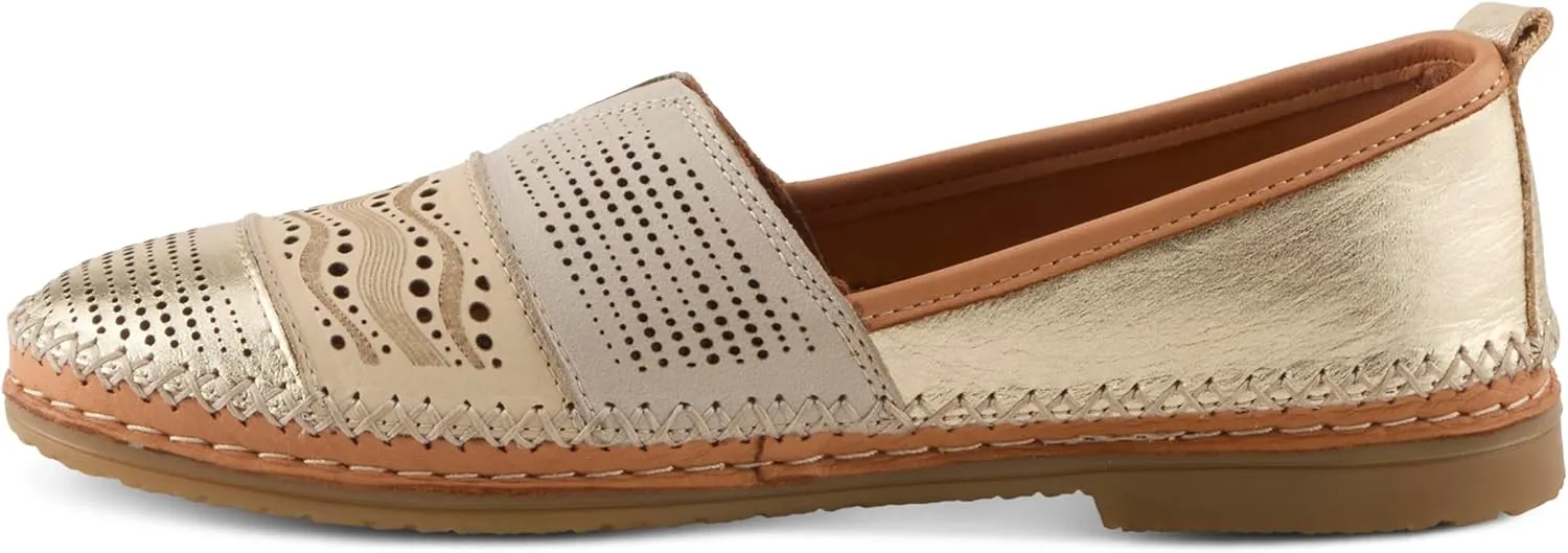 Spring Step Women's HIGHWEST Leather Slip-On Loafer with Perforated and Color-Blocked Whip-Stitch Detailing