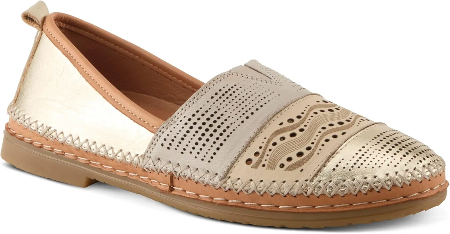 Spring Step Women's HIGHWEST Leather Slip-On Loafer with Perforated and Color-Blocked Whip-Stitch Detailing