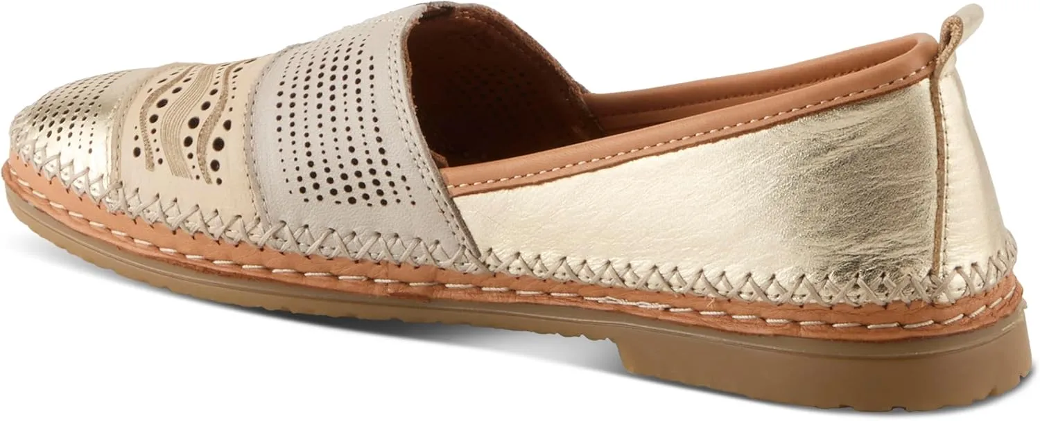 Spring Step Women's HIGHWEST Leather Slip-On Loafer with Perforated and Color-Blocked Whip-Stitch Detailing