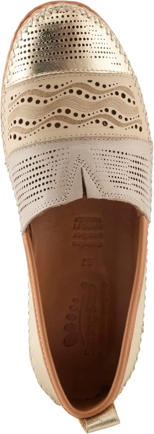 Spring Step Women's HIGHWEST Leather Slip-On Loafer with Perforated and Color-Blocked Whip-Stitch Detailing