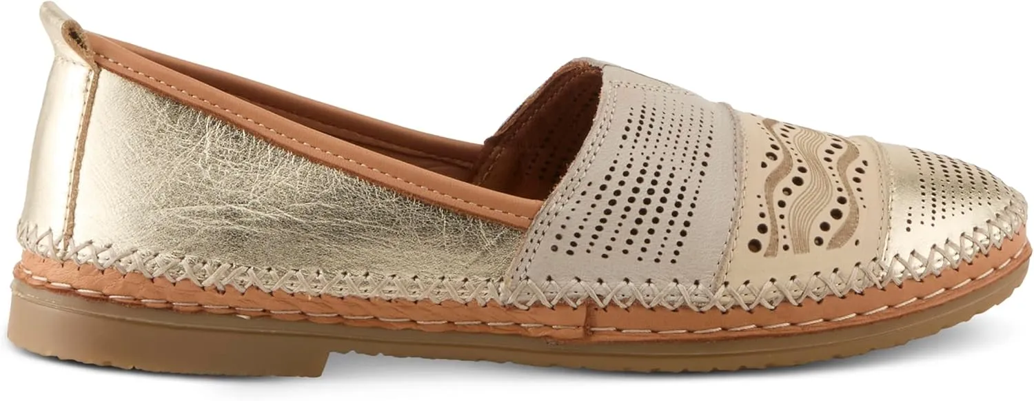Spring Step Women's HIGHWEST Leather Slip-On Loafer with Perforated and Color-Blocked Whip-Stitch Detailing