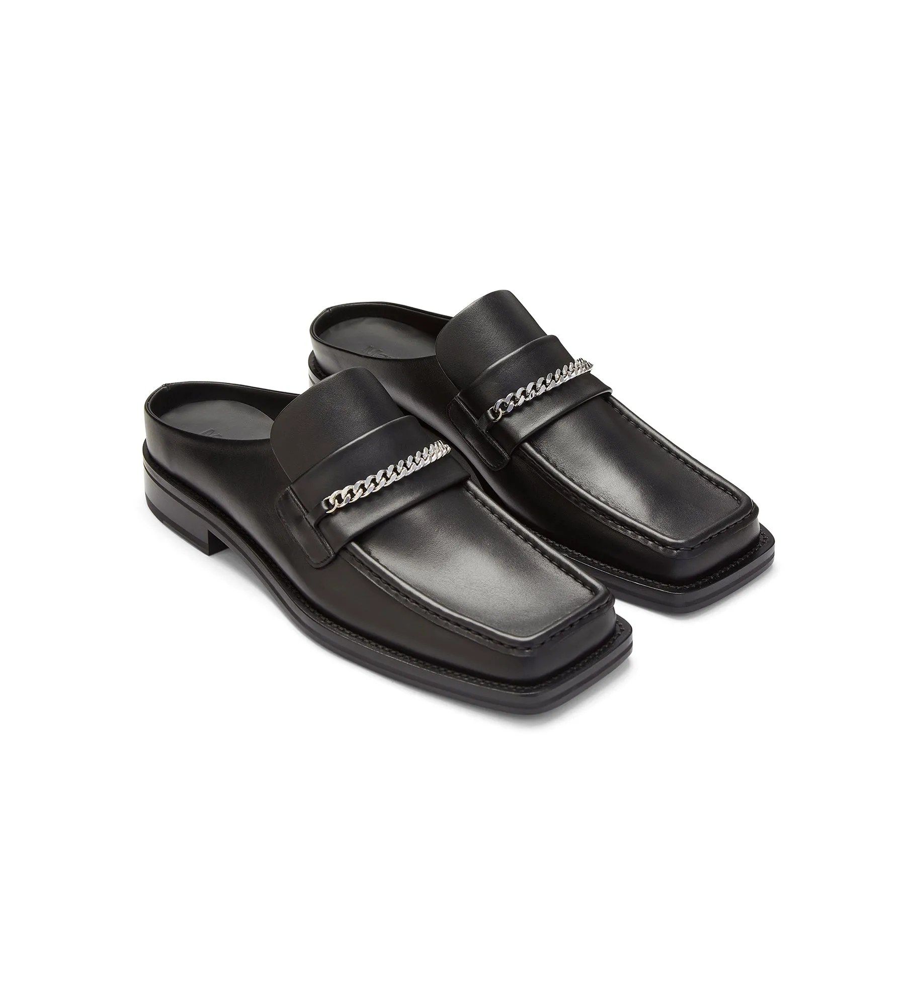 SQUARE TOE MULE MENS in BLACK