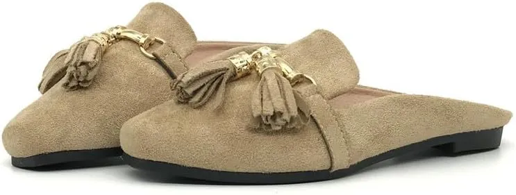 Starella Mules for Women Flats Slip On Loafers Open Back Shoes Buckle Mules