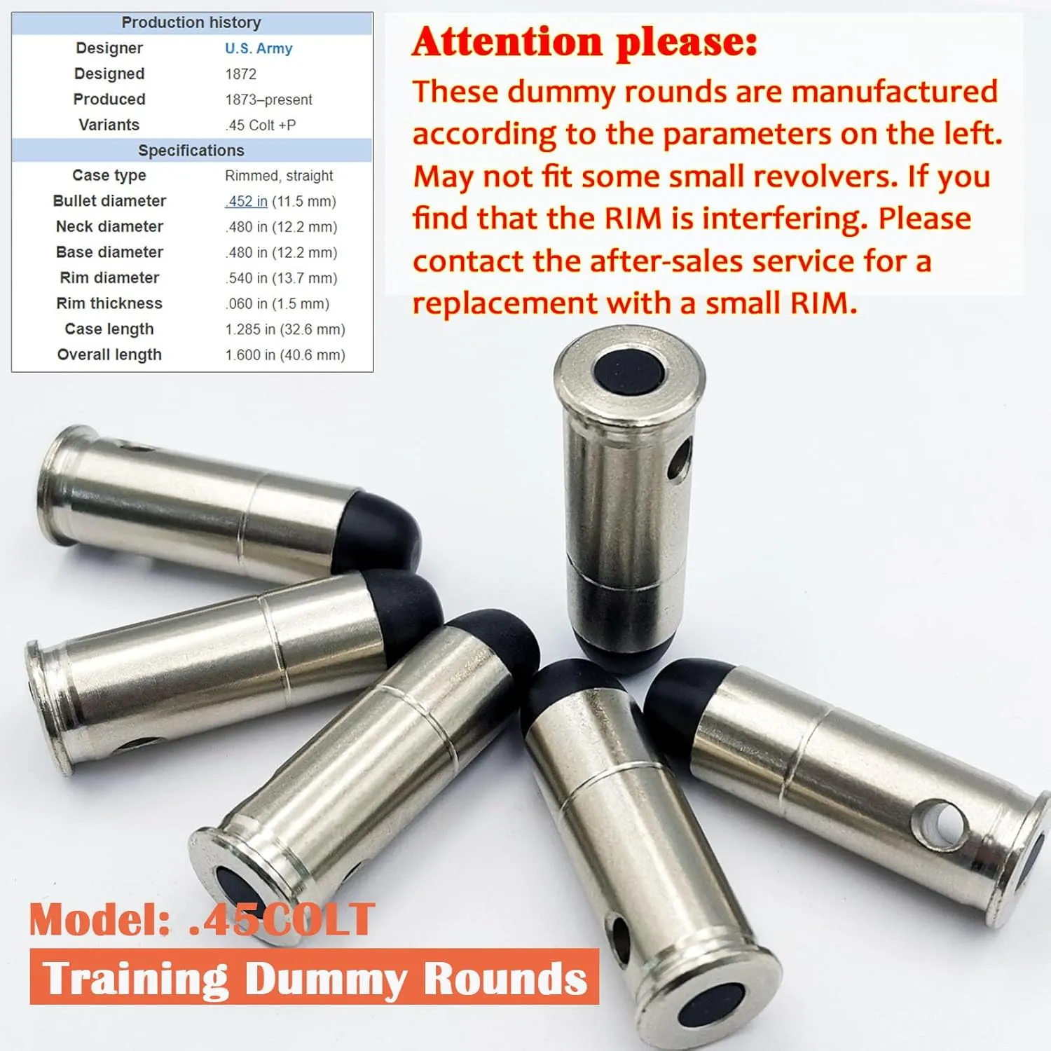 Steel Safety Practice Rounds Action Trainer Dummy Round Dry Fire Training Snap Cap