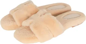 Stratuxx Kaze Womens Fur Slippers Comfy House Slide Sandals Open Toe Memory Foam Indoor Fluffy Slippers for Women