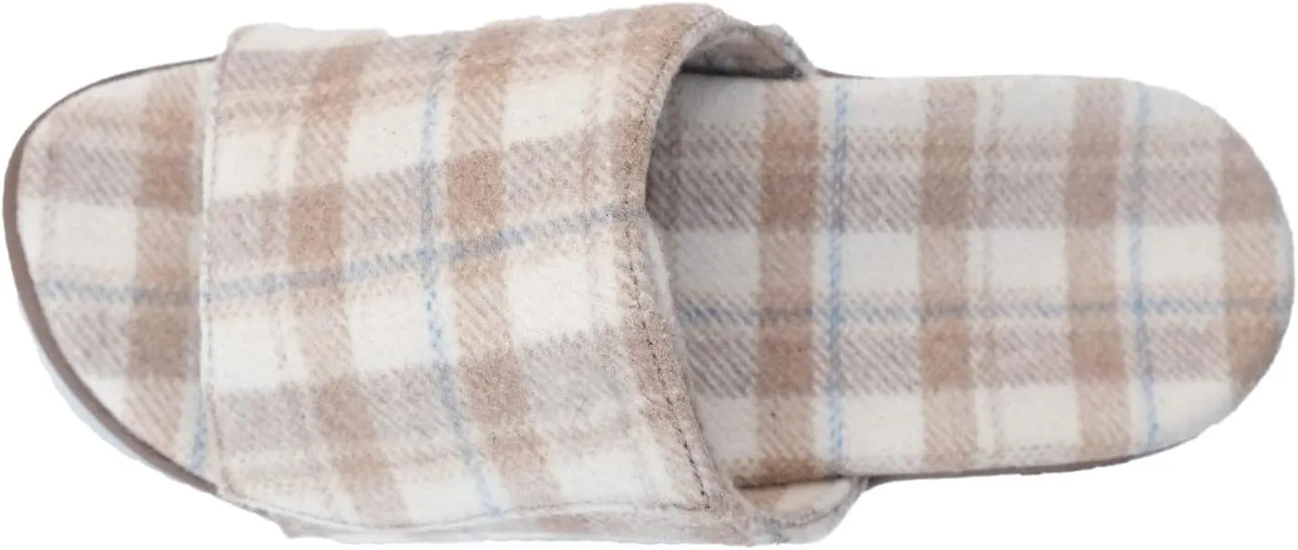 Strole Den Tartan Women's Wool Slide Slippers with Orthotic Arch Support