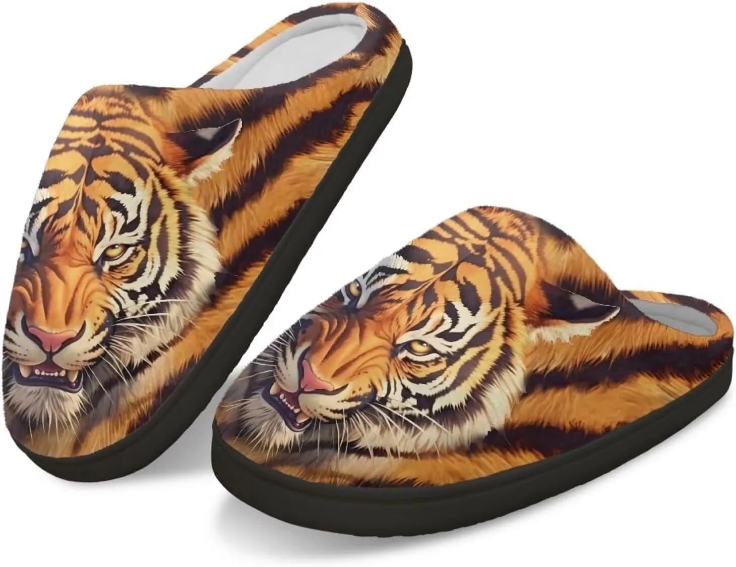 Sugar Skull Girl Grip Slippers Tiger Fluffy House Non Skid Microfiber Women Slipper Winter Indoor Shoes